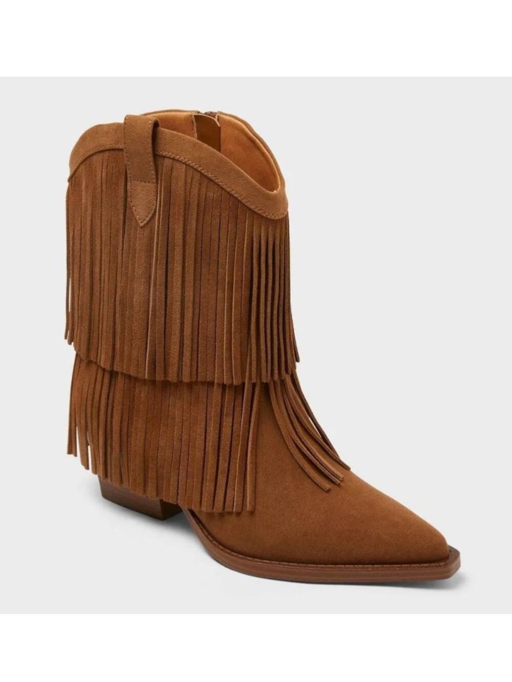 Universal Thread Austin Fringe Western Ankle Boots with Memory Foam, Brown, 6.5